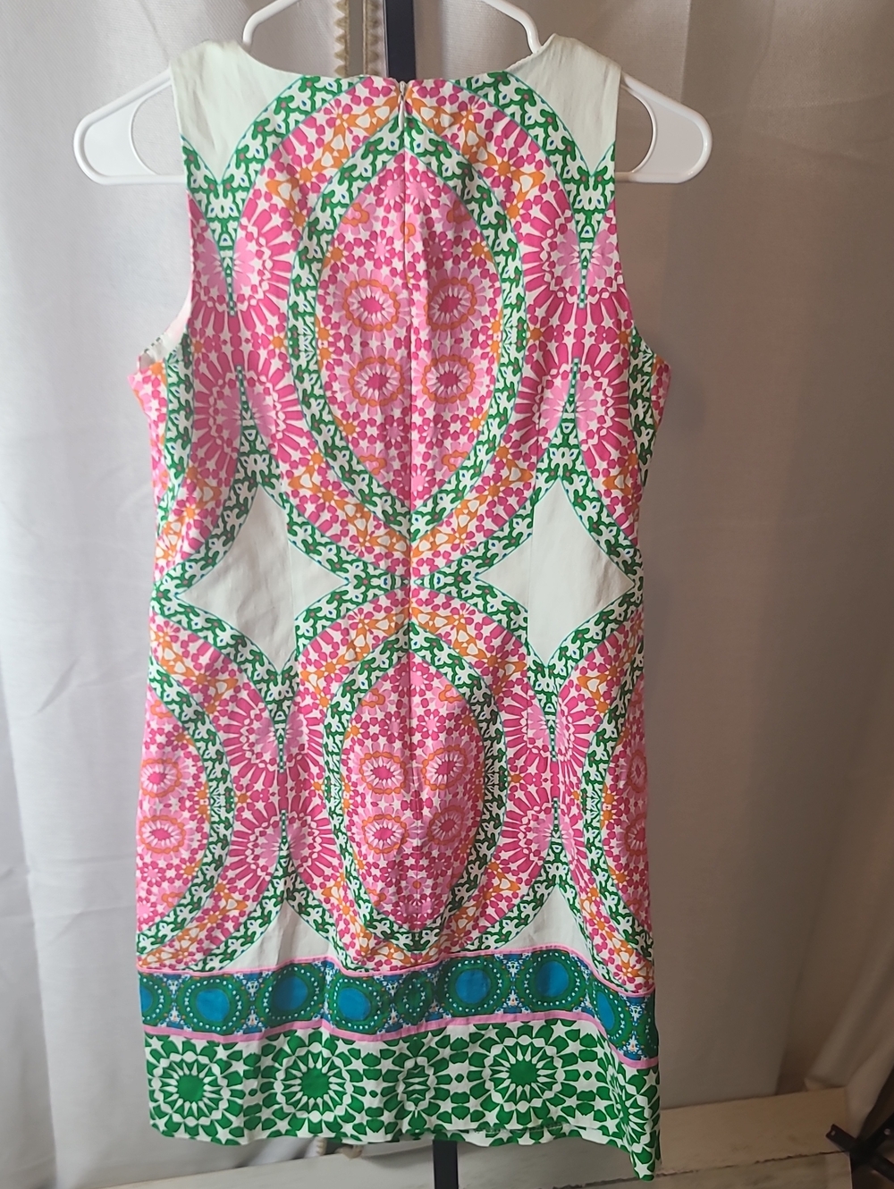 London Times Pink Orange Green White Paisley Shift Dress Sleeveless Size 2 - Picture 4 of 4